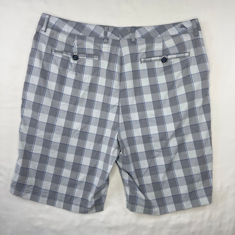 Tommy Bahama Shorts Men's 35 Gray Blue Plaid Flat Front Golf Preppy - Picture 6 of 7